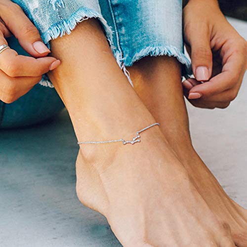 Chicsilver Women's Sterling Silver Zodiac Anklets Cubic Zirconia Constellations Gemini Jewelry Cute Foot Chain Ankle Bracelet, Adjustable Size #TOP7