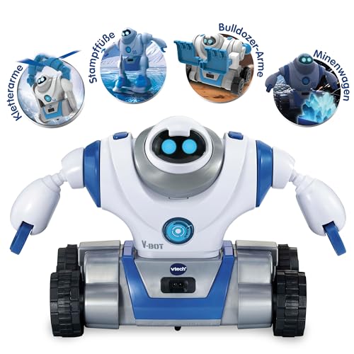 VTech V-Bot – 5-in-1 Roboter mit motorisierten Funktionen und spannenden Missionen – Für Kinder von 5-12 Jahren