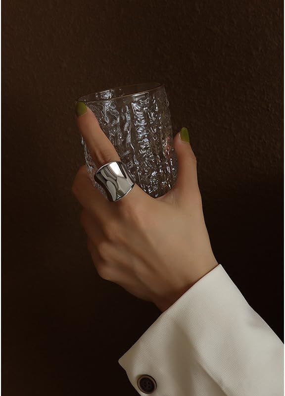 Chunky Rings for Women Plain Wide Band Rings Vintage Cigar Band Rings Classic Thumb Rings Concave Band Rings Thick Statement Rings Jewelry - Image 3