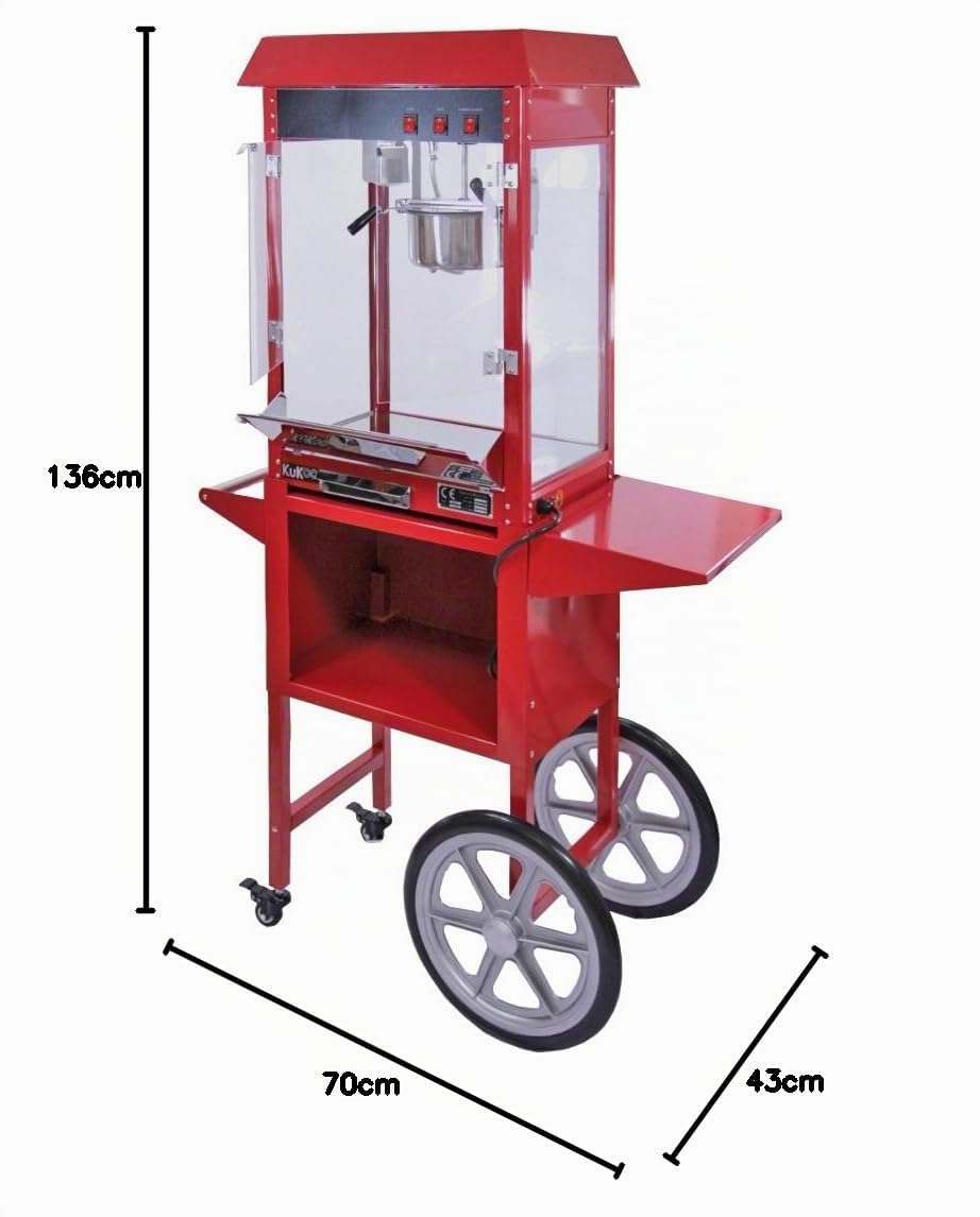 Kukoo - Macchina per Fare i Popcorn 230g in Acciaio Inossidabile con Carrello