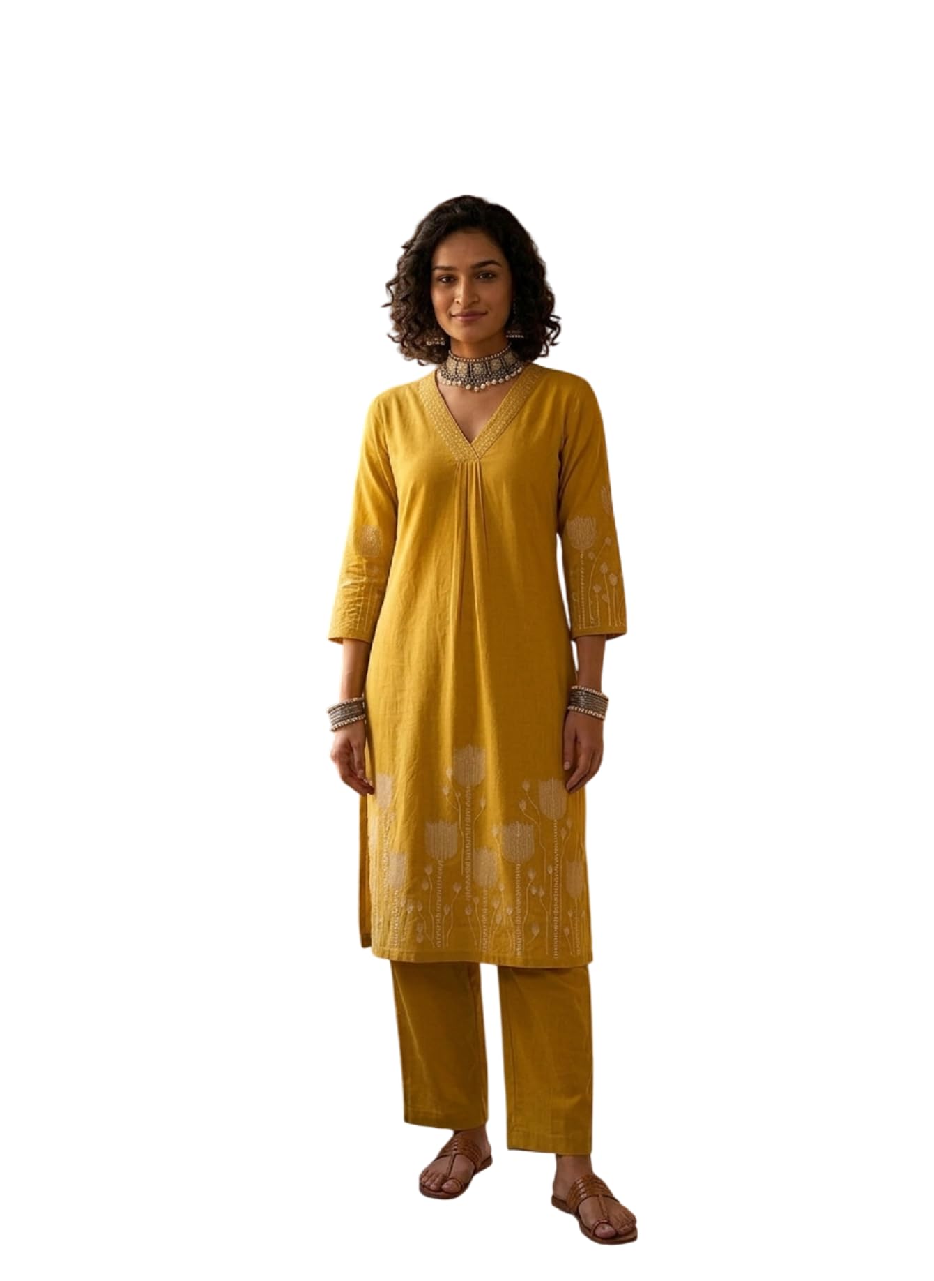 Campus Sutra Kurta Set for Women | Stylish Cotton Printed Kurti Pant Set | Indo-Western Casual & Festive Co-ord Set for Women (K-226-27-28) in multi