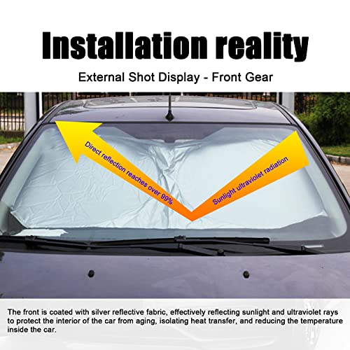 Dewkou 6 Pieces Car Windshield Sunshade, Full Sun Protection Front Rear Window Shade, Car Windshield Sun Shade with Storage Pouch (Silver)