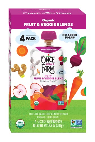 Image of Once Upon a Farm, Organic Fruit Veggie Blend OhMyMega, 3.2 Ounce, 4ct/3.2oz