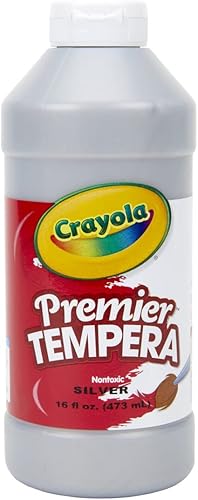 Crayola Pintura de tempera pintura plateada metálica para niños 16 onzas Crayola Pintura de tempera pintura plateada metálica para niños 16 onzas