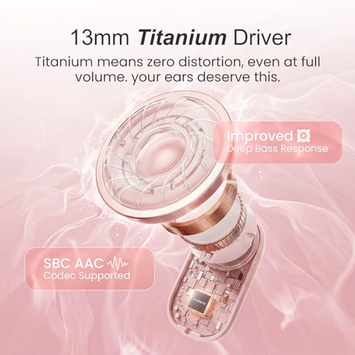 Image of HAMMER Airflow Neo Bubblegum Earbuds with 80H Playtime, 13mm Titanium Driver, 40ms Gaming Mode, Fast Charging Buds, Type-C Charging, Voice Assistant, Lightweight Dual-Tone Design (Pink)