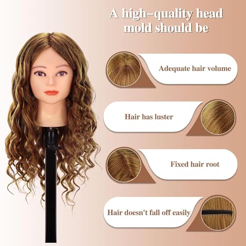 80% Real Hair Mannequin Head, TwoWin 26" (66cm) Styling Head, Hairdressing Training Head - Image 2