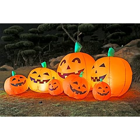 DearSun 7FT Long Halloween Inflatable Pumpkin Family Seven Pumpkins Outer Decoration Large Party Yard Decoration Cover
