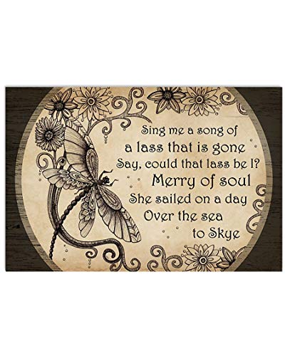 Sing Me A Song Of A Lass That Is Gone Merry Of Soul Poster Wall Art Cool Poster Home Decor Metal Tin Signs Bedroom Bathroom Toilet Cat Animal Study Parlor Art Wall Decor Gift 8x12 Inch