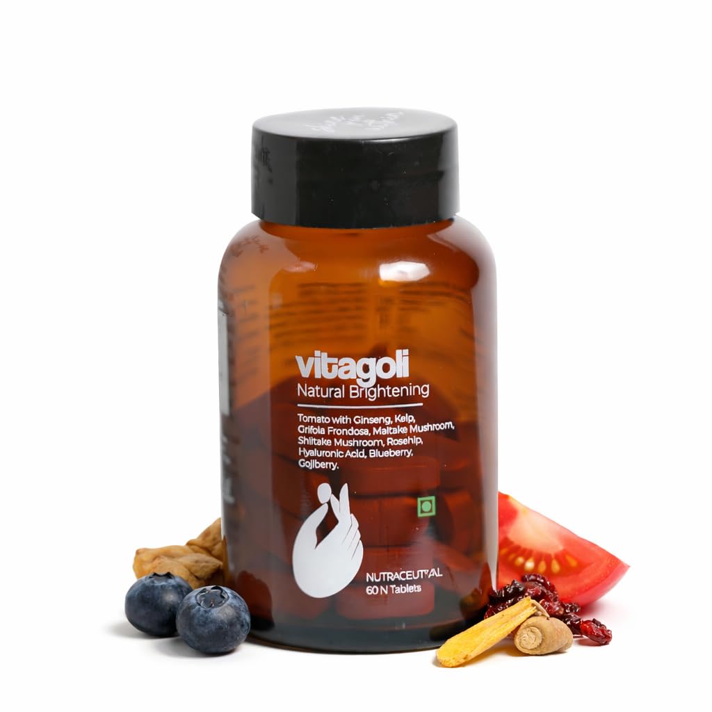 Vitagoli Vitagoli Natural Skin Brightening & Pigmentation Tablets | Collagen Support with Hyaluronic Acid, Tomato Extract & Korean Ginseng | Dark Spot Reduction, Skin Barrier Repair, Hydrates & Glow