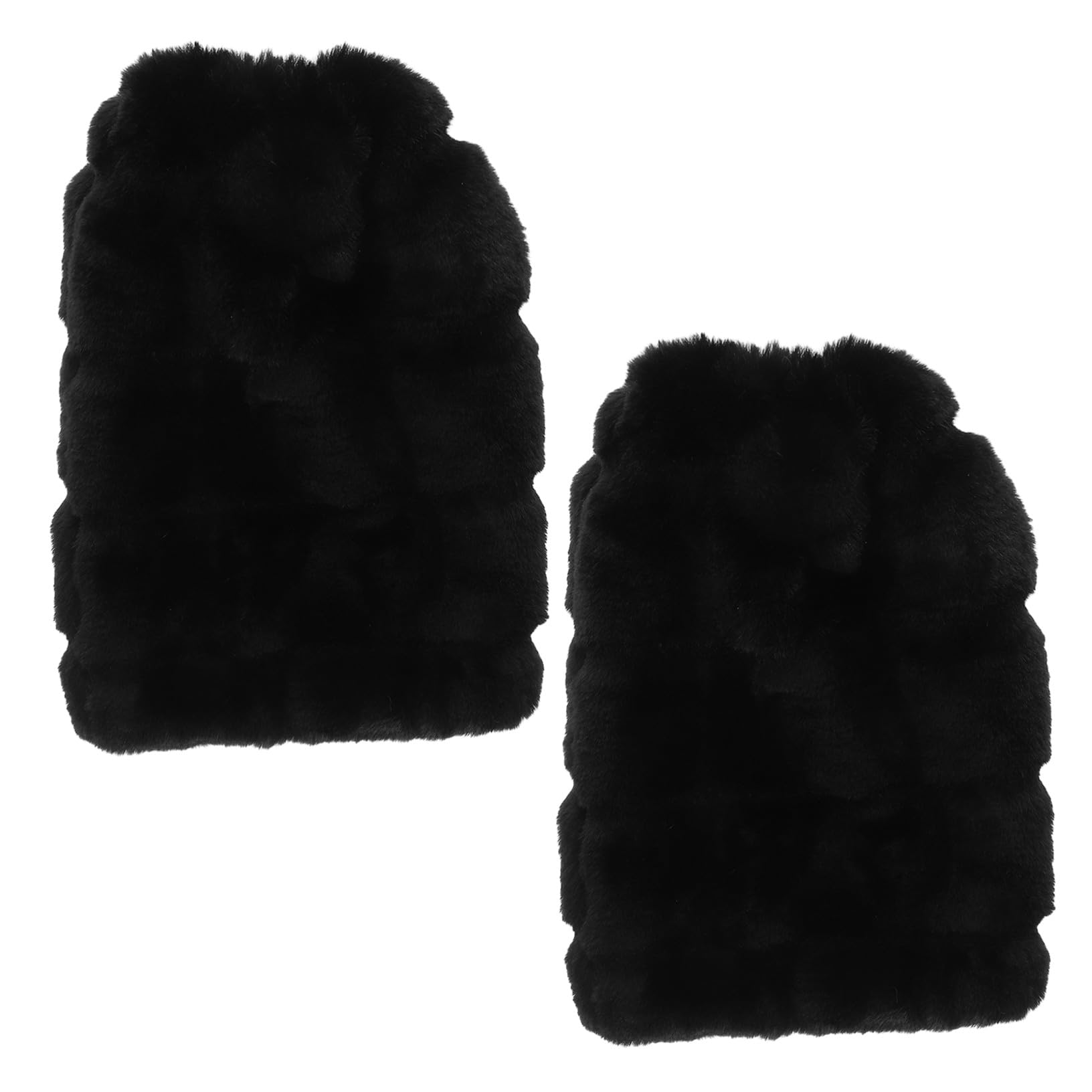 HEMOTON Guêtres à Revers en Fausse Fourrure pour Femmes, 30cm, Noir