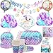 Produktbild REDO 107 stück Meerjungfrau Partygeschirr Set mit Party Deko, 16 Gäste Pappteller Serviette Pappbecher Kindergeburtstag Deko Banner Tortendekoration Cupcake Deko (Meerjungfrau), EPSGPD007