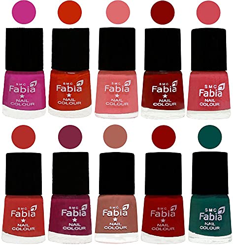 Image of SMC Fabia ALL IN ONE (PACK OF 10), Long Lasting Glossy Nail Polish, 6 ml Each, All Vibrant Colours,02312
