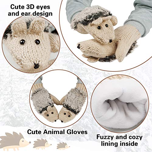 Winter Gloves Mittens Like Lovely Hedgehog For Women, Beige #TOP1