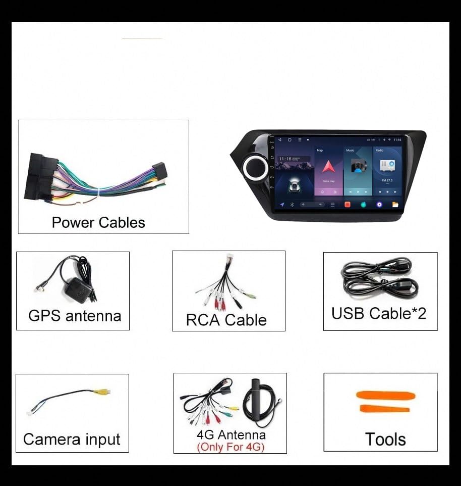 Manos libres Bluetooth y GPS en pantalla doble DIN para KIA Picanto 7