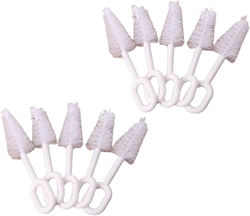 10 Pcs White Pacifier Cleaning Set,Nipple Cleaner Nipples Brush Cleaning Tools Professional Bristle High Density Pacifier Soother