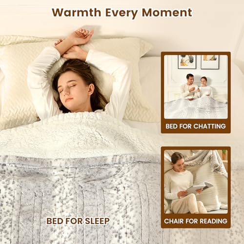 Image of Bearhug Electric Blanket Heated Blanket King Size 100 inchx 90 inch Dual Controllers Heating Blanket Gift Reversible Faux Fur & Sherpa,10 Heating Levels, ETL, Machine Washable, Over-Heat Protection