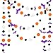 39Ft Halloween Party Decoration Garland Streamers Purple Bat White Ghost Black Orange Circle Dot Hanging Paper Banner Bunting for Halloween All Hallows Eve Birthday Home Fireplace Decor Supplies