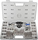 KECHUANG 60-Pieces Tap and Die Set Metric and SAE Standard Internal and External Threaded Tool Set
