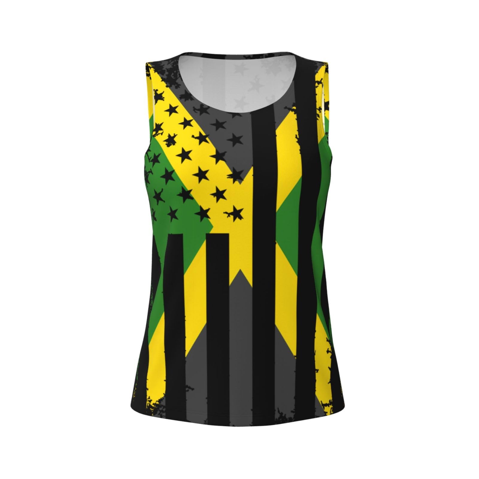 Peiyeety Women's Black Workout Tank Tops For Jamaica Jamaican America Flag Breathable Sleeveless Dry Sports Shirt Lightweight Fit Tank Top