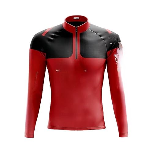 CAMISA CICLISMO MASCULINO FERRARI COM BOLSOS UV 50 + (Vermelho,1)