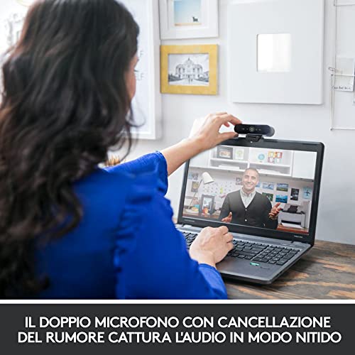 Brio Ultra HD Pro Webcam, Streaming Hyper-Fast 1080p/60fps, Ampio Campo Visivo ?Regolabile, Zoom 5X, Funziona con ?PC/Mac/Laptop/Chrome - Nero - Webcam - Immagine 2
