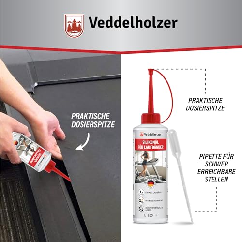 Veddelholzer 250 ml 100% reines Silikonöl Laufband mit Dosierkappe & Pipette für Zuhause Fitnessstudio Laufband Öl universell für Laufband… – Ansicht 2