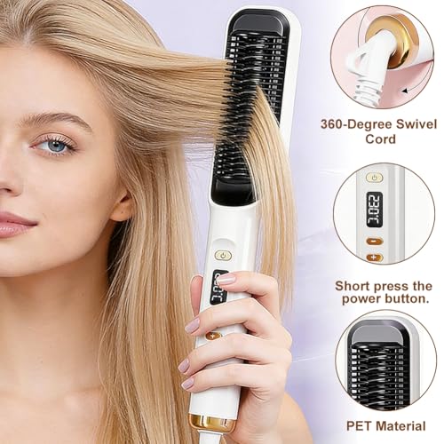 Cepillo alisador de cabello con tecnología iónica y pantalla digital miniatura 4
