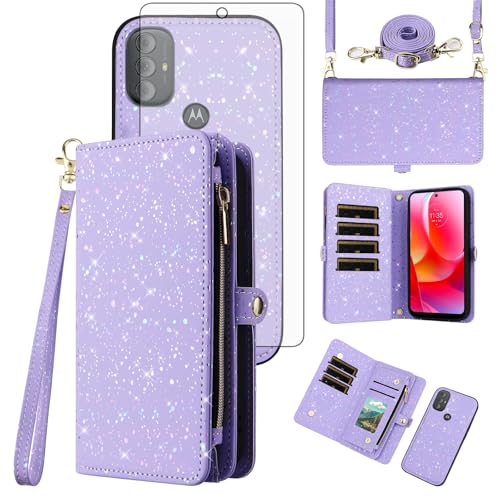 Housse portefeuille magnétique XT2271DL amovible avec protection écran violet