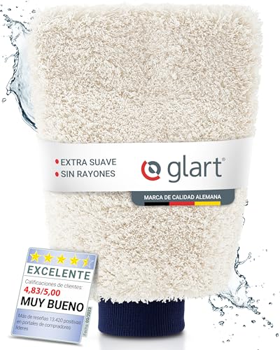 Glart 44WH Guante lavado microfibra premium para coche – Extremadamente absorbente y suave – Limpieza sin rayones ni pelusas – Ajuste seguro con goma elástica – Reutilizable interior y exterior