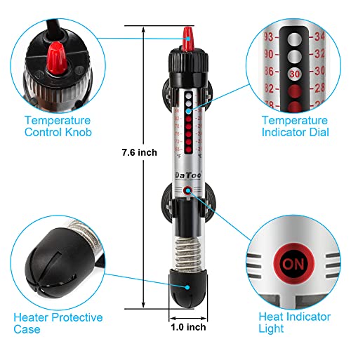 DaToo 50 Watt Aquarium Heater Submersible Adjustable Temperature Fish Tank Heater 50W - Thumbnail 2