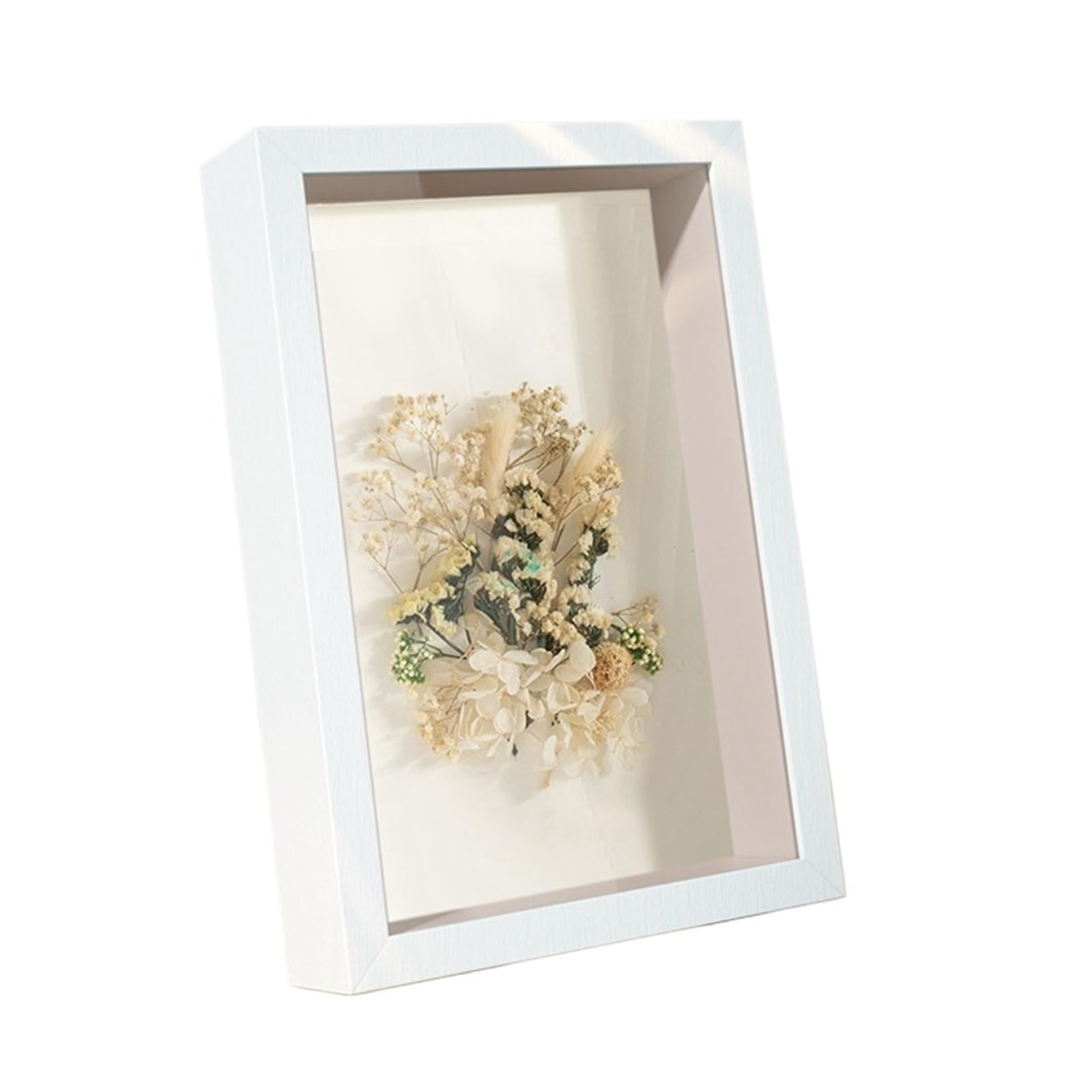 3D Shadow Box 3D Cube Range Deep Box Flower Shadow Specimen Frame Memory Display Floating Case Medals Hollow Photo(White,7 inches)