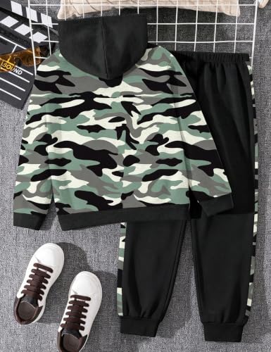 Image of Boys Clothes Fall Winter Outfits Camouflage Long Sleeve Hoodie and Pants 2PC Kids Clothes Boys for 5-14 Years