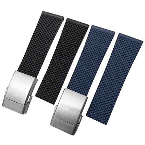 Sangle de montre en silicone tressé 22 mm noir idéale pour le bureau et la plage