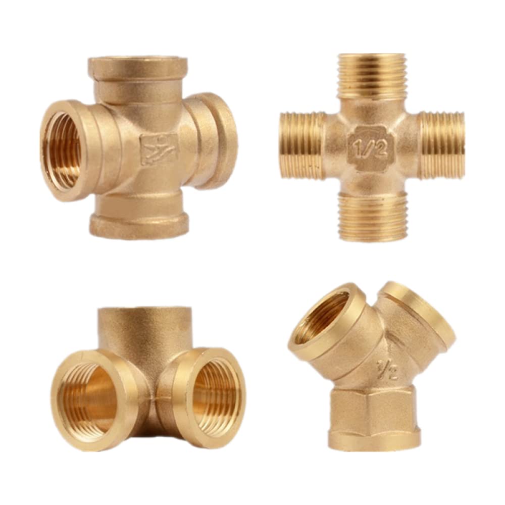 accesorios de manguera de bronce invertidos, 1 pieza de conexión de tubería de latón, conector de 3/4 vías, conector de tubo de hilo femenino macho de 1/2 ", adaptador de acoplador de púas, accesorios