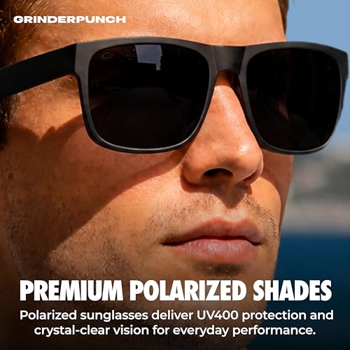 Image of grinderPUNCH XL XXL Sunglasses Men Big Head Extra Large Wide Polarized | Big Head XL XXL Regular Fit, Extra Wide Oversized Frame, Large Face, Polarized UV400 Lens, Driving Fishing Golf Sport