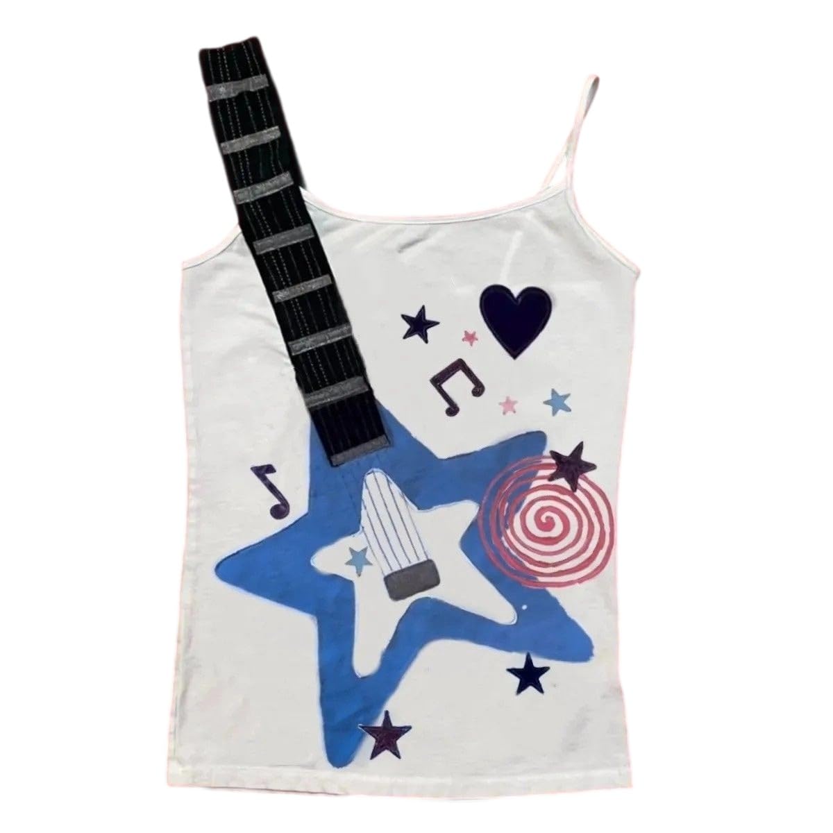 Guitar Graphic Crop Tops Summer 2025 Y2k Tank Top Going Out Sleeveless Goth Emo Grunge Streetwear 2000s