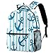 Ancres Bleues rayées Sac de Voyage Durable à la Mode pour Sac à Dos Unisexe de Grande capacité pour Le Camping, Les Courses et l'escalade 29.4x20x40cm