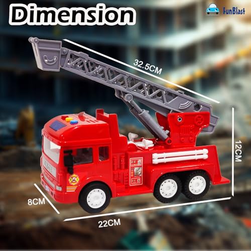 Image of FunBlast Fire Rescue Truck Toy - Pull Back Truck Toys, Friction Power Fire Rescue Truck for Kids, Light and Sound Toys, Vehicles Truck Toy for 3+ Years Old Boys and Girls (Multicolor)