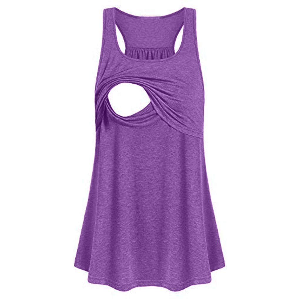 Women Maternity Loose Comfy Pull-up Nursing Tank Tops Vest Breastfeeding Shirt
