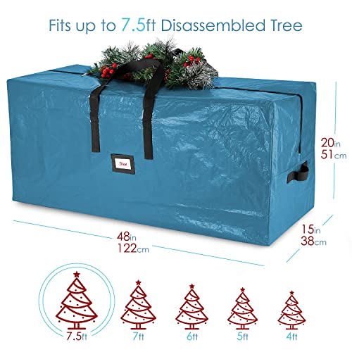 Image of Hearth & Harbor 7.5 ft Christmas Tree Storage Bag - Artificial Christmas Tree Bag with Reinforced Handles, Dual Zipper, Wide Opening - Large Storage Container for Trees and Decorations, 2 Piece set