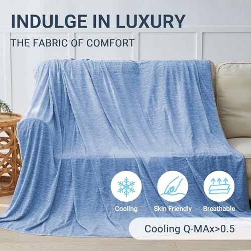 Image of Cooling Blanket Throw Size 50 inchx70 inch, Summer Lightweight Breathable Ice Blanket, Cooling Blankets for Hot Sleepers Night Sweats Adults Absorb Heat Keep Cool