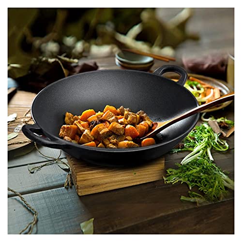 Wok de hierro fundido con tapa de madera 33 cm miniatura 4