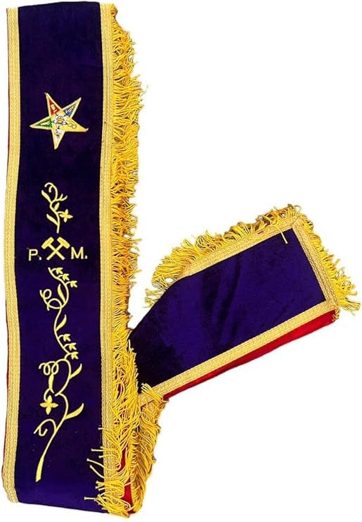 Écharpe maçonnique velours violet Past Matrone pour cérémonie OES
