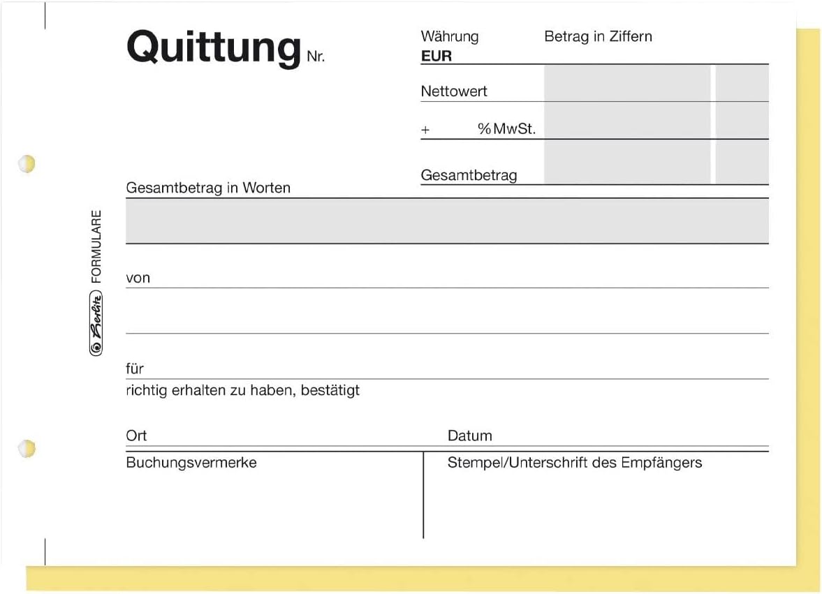 Herlitz 7876147 Receipt Book A6 402 2 x 40 Page sd (German Language)