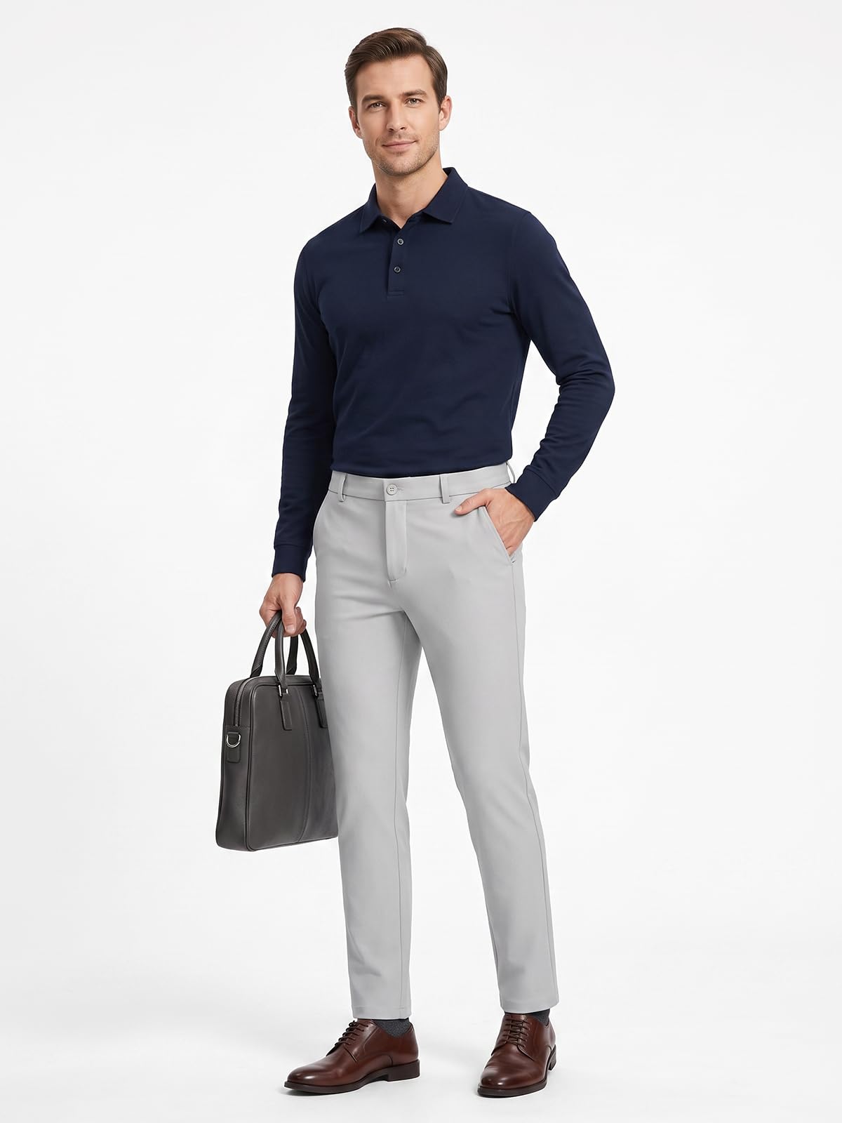 Pantalón de Golf para Hombre Elásticos Corte Slim Secado Rápido Repelentes al Agua Ligeros Transpirables para Trabajo, Deportivo y Casual con 4 Bolsillos