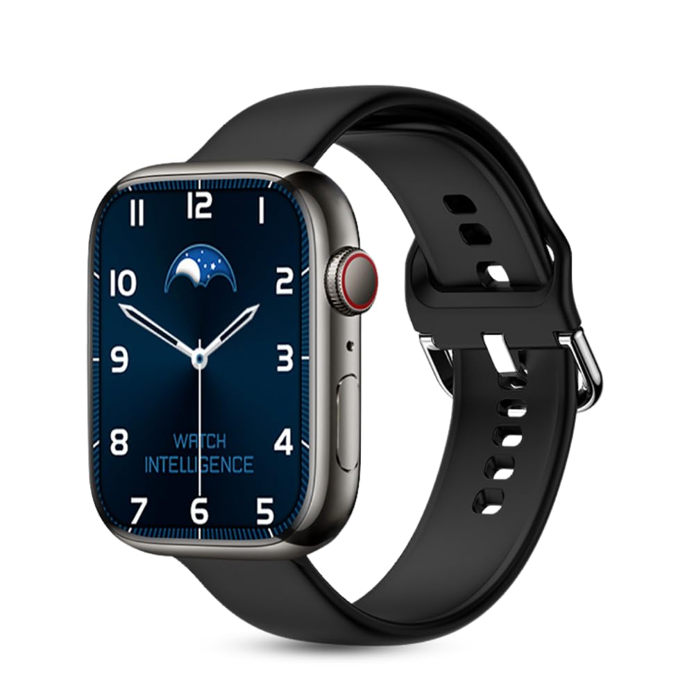 rat tiger calling ak58-sw smartwatch | 2.05" full screen ips display with gesture control, bt calling, diy watch face studio, heartrate & blood oxygen tracking smartwatch for men & women - black