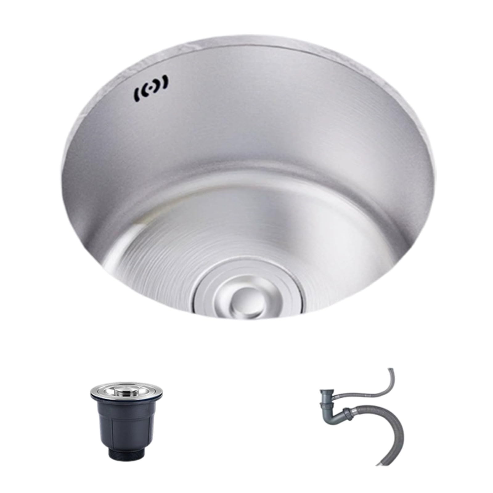 WBJGUOD Kitchen Sink Round Undermount/Topmount Workstation Stainless Steel with Pull-Out Faucet Silent Operation for Caravans, Kitchens, Dining Rooms and Bars