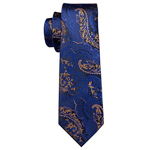 Image of Barry.Wang Paisley Tie Fashion Set Hanky Cufflinks Neckties for Men Woven Silk