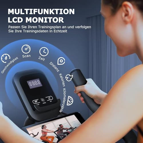 Heimtrainer Fahrrad, Indoor Cycling Bike mit LCD-Monitor, Heimtrainer mit Pad-Halterung, Stationäres Fitnessbike für Zuhause Kardio Training, Bis 140KG – Bild 4