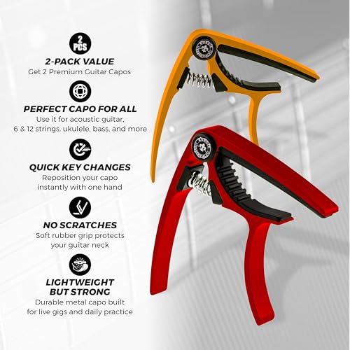 Image of Guitar Capo for Electric & Acoustic 6 String, 2 Pack